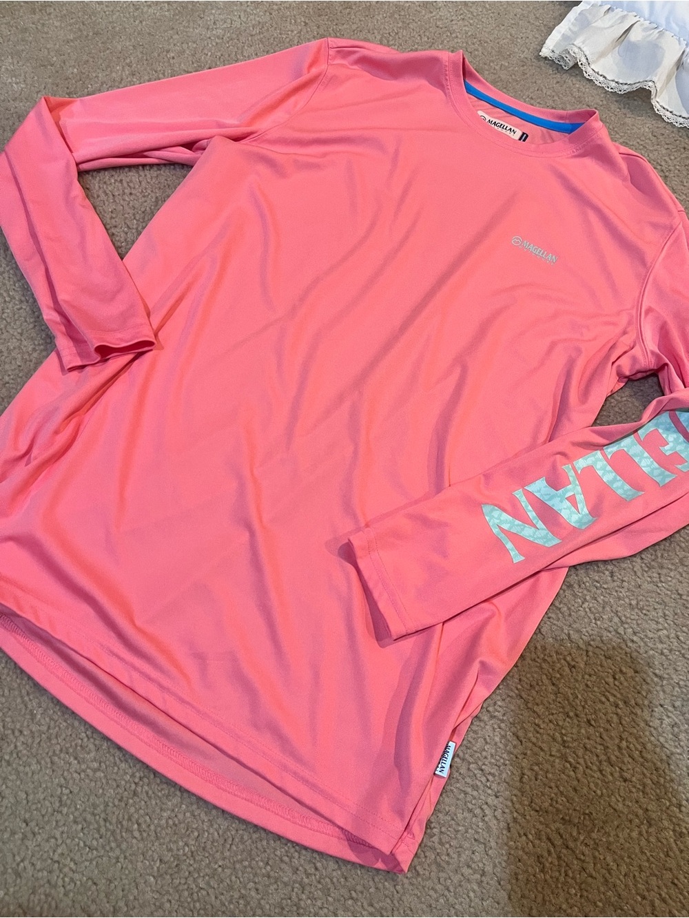 Magellan Outdoors Coral Pink Long-Sleeve Women's Swim Shirt large fishing